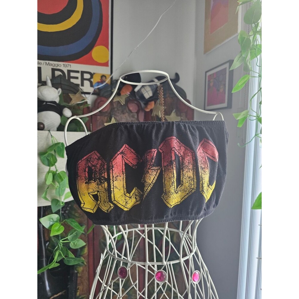 AC/DC Black Strapless Band Tube Top Size Medium